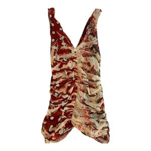 Jean Paul Gaultier rare vintage red mesh printed tank top